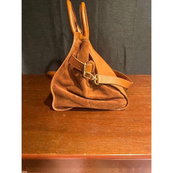 Anna Paola Italian Leather Suede Handbag Model RIVA Color Brown Bag - Picture 2 of 5